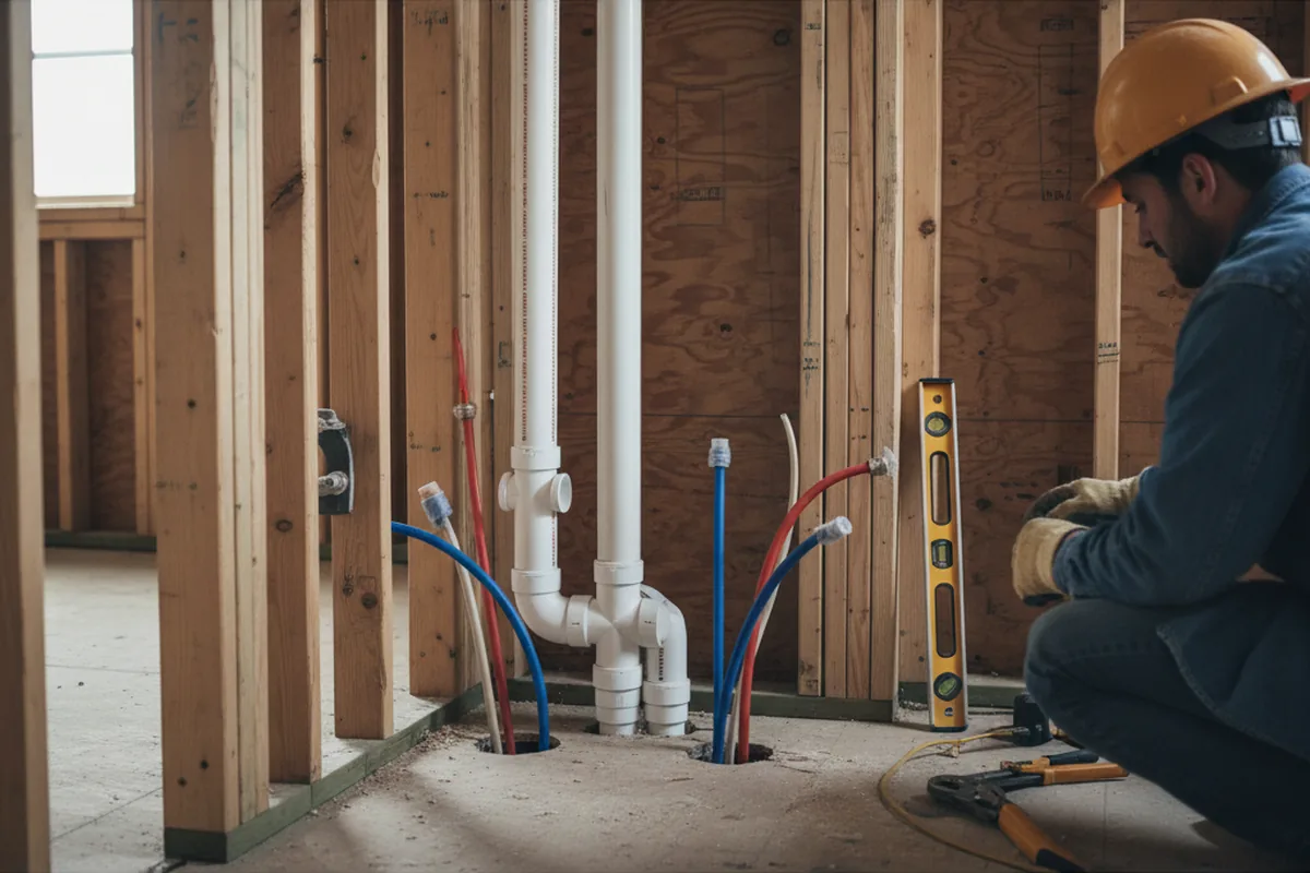 Drain and supply rough-in during Drain Cleaning in Sullivan