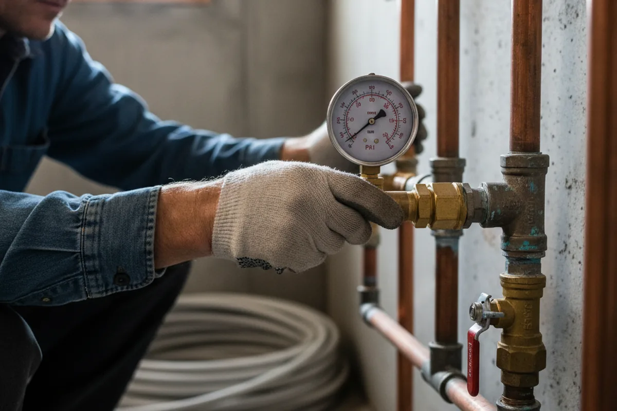 Pressure testing a repaired line during Water Line Repair in Sullivan